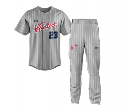 Custom baseball uniform with team logo and number