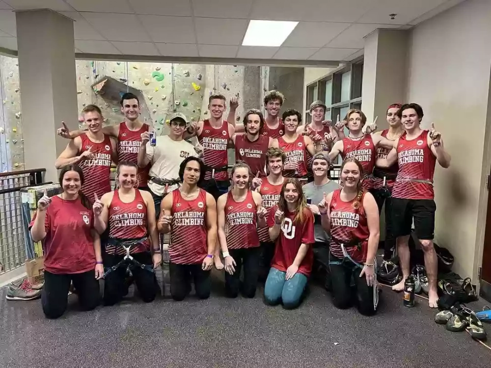 Oklahoma Climbing, University of Oklahoma, Red and White Custom Tank Tops