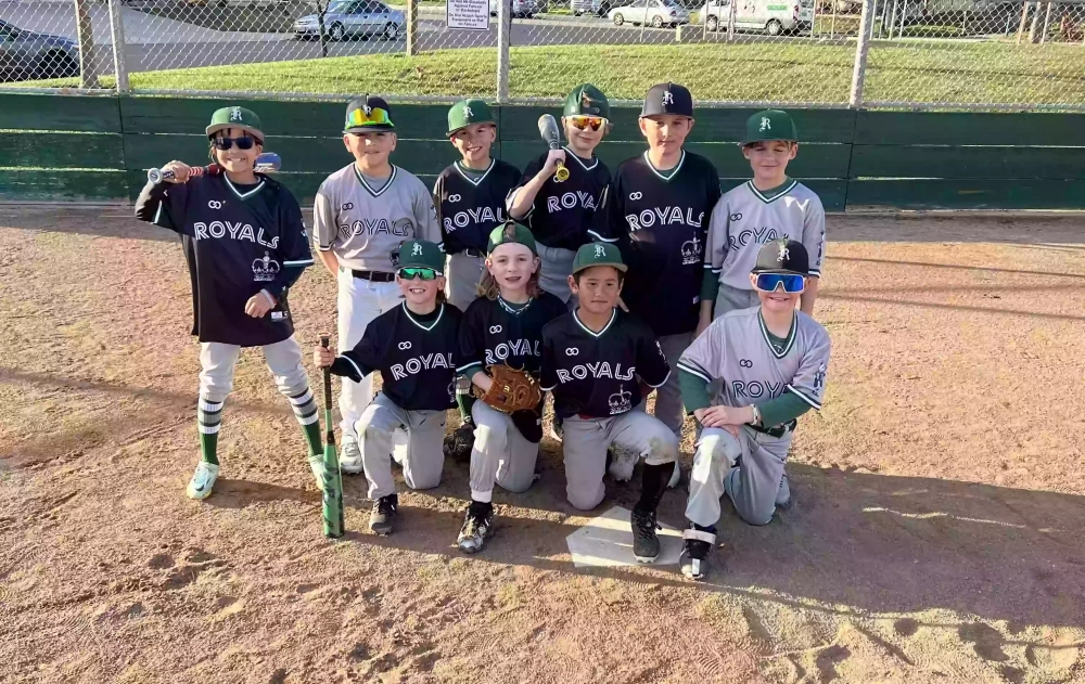 Oakley Royals V-neck baseball jerseys in navy and grey designs, perfect for representing the team's colors on and off the field.