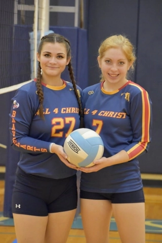 Team All 4 Christ Wearing Wooter Custom Long Sleeve V-Neck Volleyball Jerseys in blue design