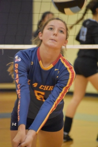 Team All 4 Christ Wearing Wooter Custom Long Sleeve V-Neck Volleyball Jerseys in blue design